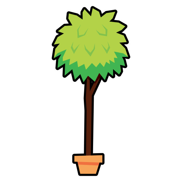 白色背景上的卡通盆景图片下载