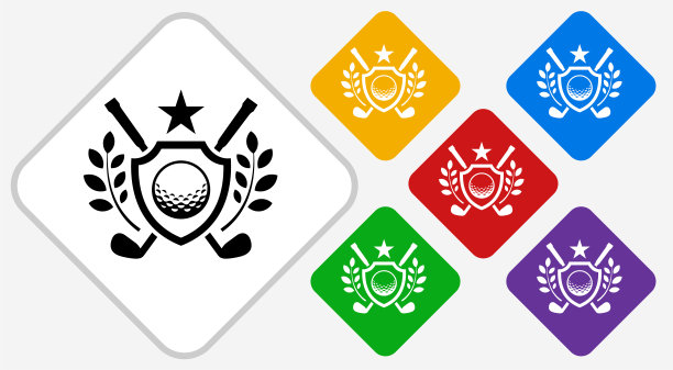 高尔夫会徽颜色钻石矢量图标图片下载