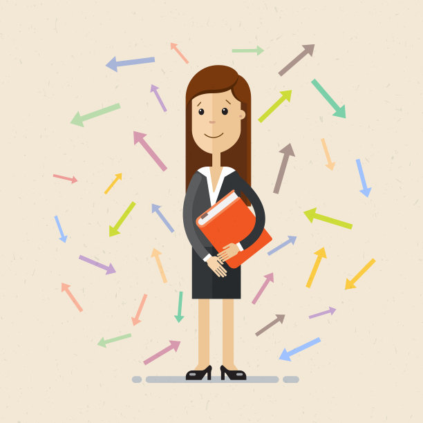 女商人和箭。插图。矢量平面图片下载