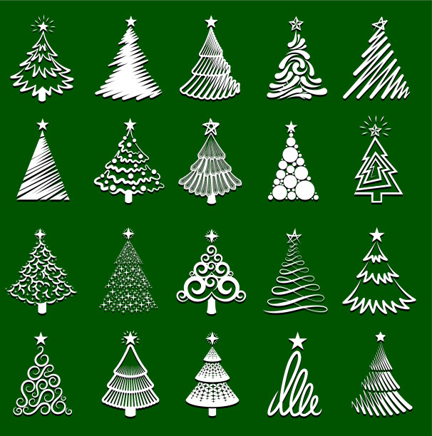 圣诞树收集版税免费矢量图形图片下载
