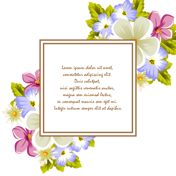 几朵花的框架。适合设计贺卡、请柬、生日问候、婚礼、聚会、节日、庆典、情人节。图片下载