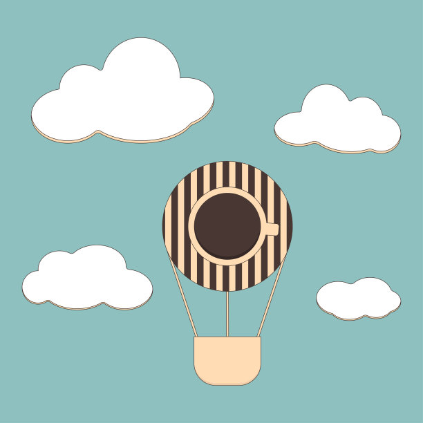 背景是咖啡和气球图片下载