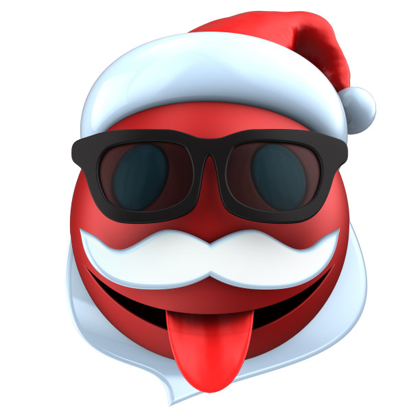3d红色表情微笑与圣诞帽图片下载