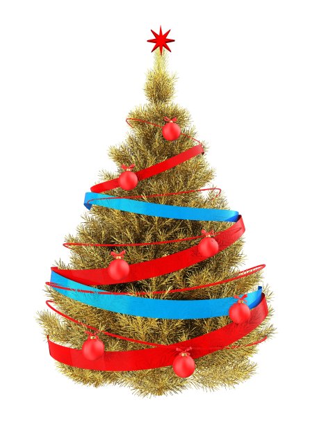 3d金色圣诞树图片下载