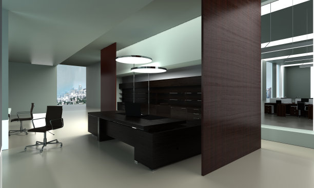 3D插画现代办公室室内设计图片下载