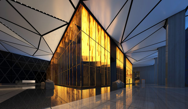 3D插画现代办公室室内设计图片下载