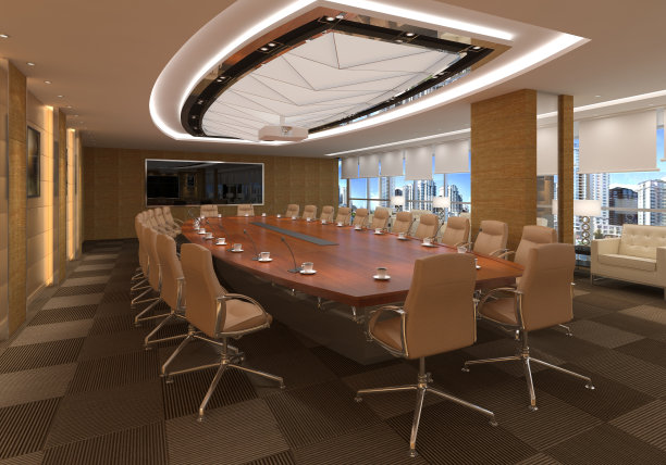 3D插画现代办公室室内设计图片下载