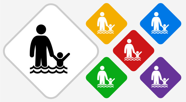 游泳颜色钻石矢量图标图片下载