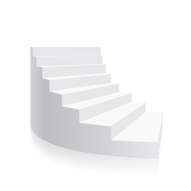 白色3d楼梯孤立的螺旋等距矢量素材图片