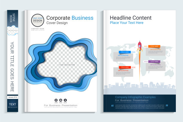 公司商业封面设计，有照片背景空间，用于年度报告，建议书，小册子，传单，传单，目录，杂志，小册子，作品集，海报，矢量模板A4大小。图片下载