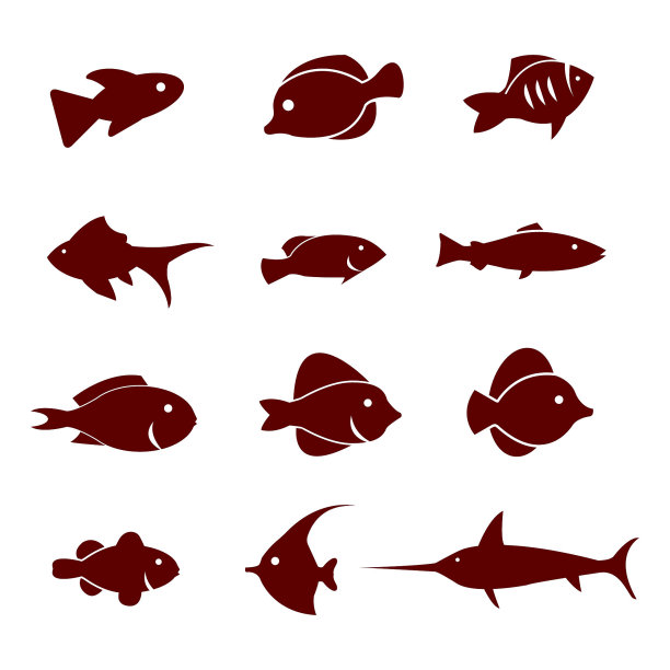 矢量图标鱼插图红色在白色的背景图片下载