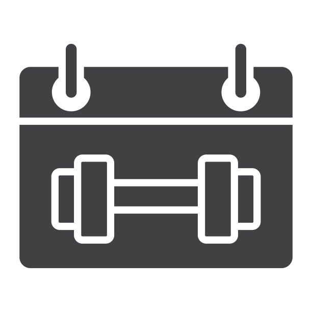训练计划符号图标，健身和运动，运动日历符号矢量图形，在白色背景上的固体图案，eps 10。图片下载