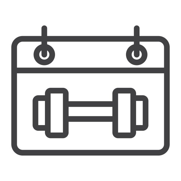 训练日程线图标，健身和运动，运动日历符号矢量图形，在白色背景上的线性图案，eps 10。图片下载