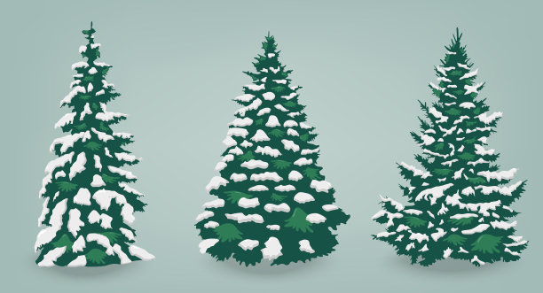 雪树设置在孤立的背景。圣诞树。向量图片下载