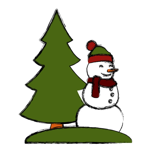 松树雪人图片下载