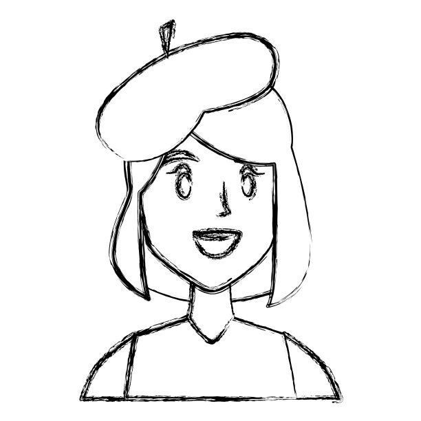 戴贝雷帽的年轻女子图片下载