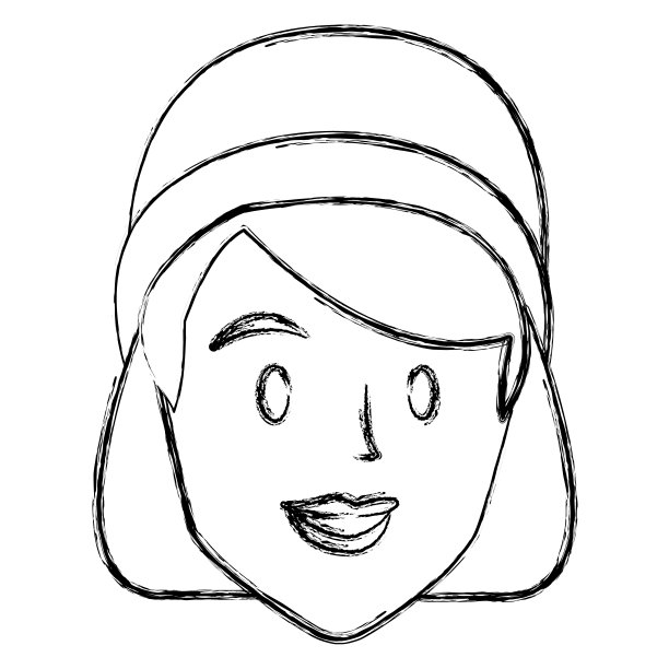 年轻女子与冬季帽子卡通图片下载