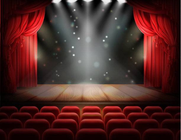 红色的幕布和空旷的戏剧场景素材图片
