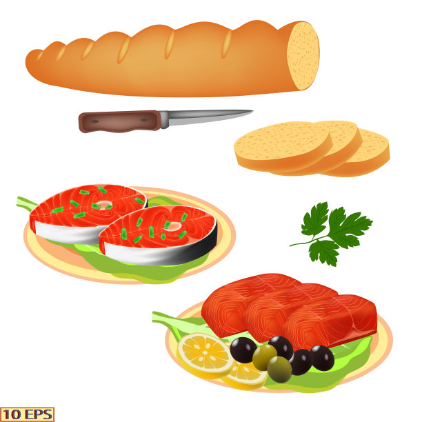 鱼。鲑鱼。牛排鲑鱼孤立在白色背景。写实风格的牛排鱼。海鲜产品设计。向量。图片下载