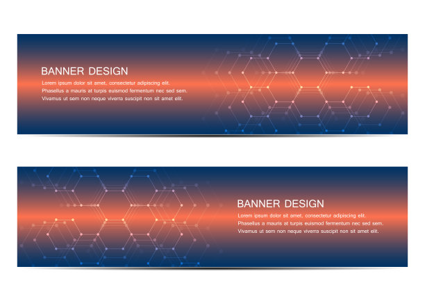 抽象的旗帜设计，未来的六角形背景。几何多边形图形。科技概念，矢量插图图片下载