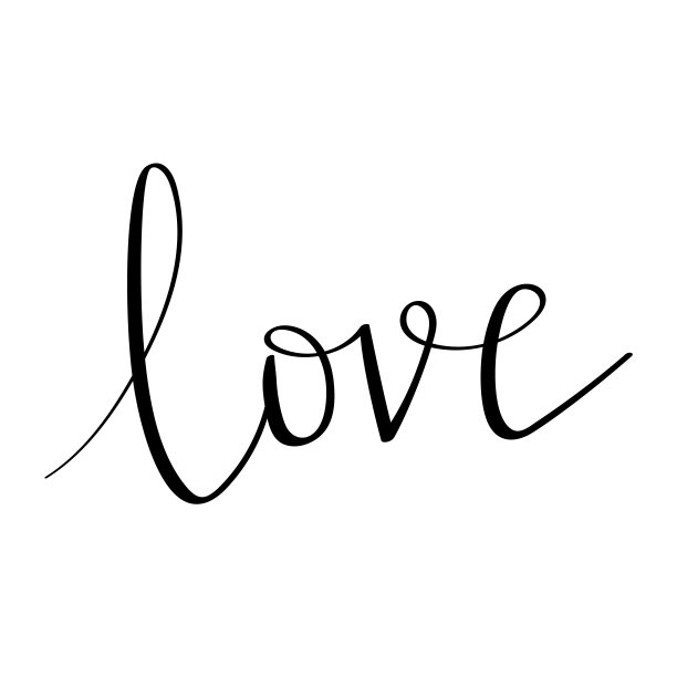 手绘插画：爱。浪漫情话，节日贺卡手写情人节祝福。手写文字，爱的卡片设计元素。矢量素材图片