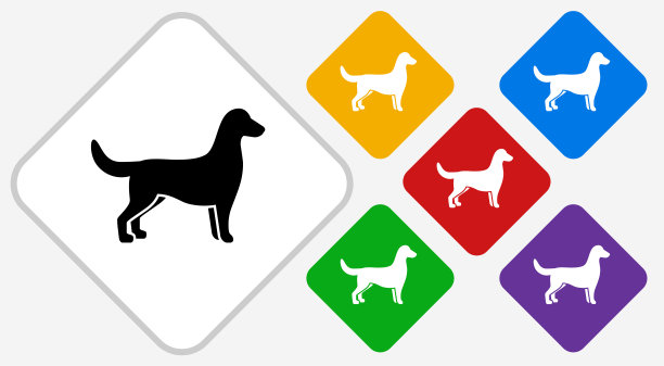 狗剪影颜色钻石矢量图标图片下载
