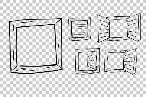 手绘草图的窗户在透明效果的背景图片下载