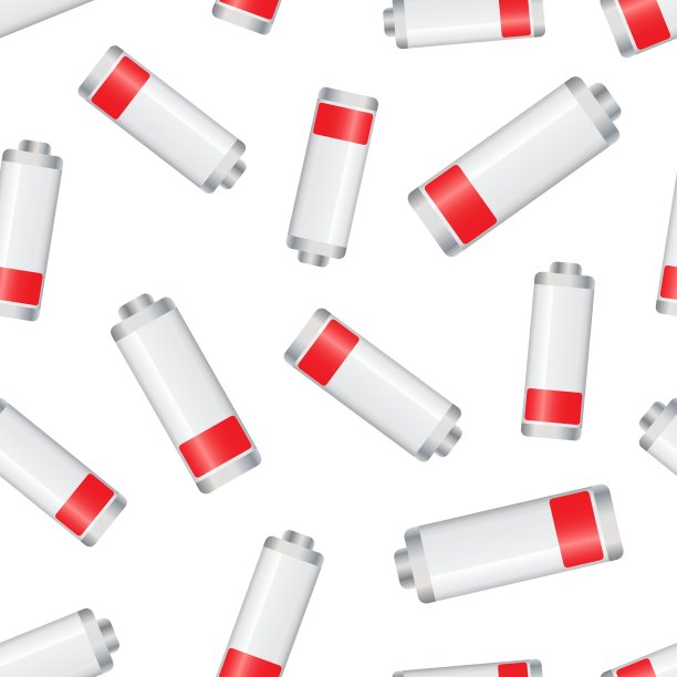 电池电量指示灯无缝模式背景。商业平面矢量插图。电池符号模式。图片下载