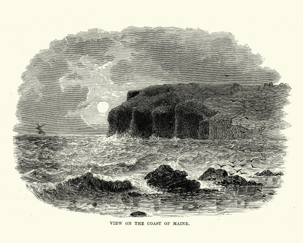 缅因州海岸的美景，19世纪图片下载