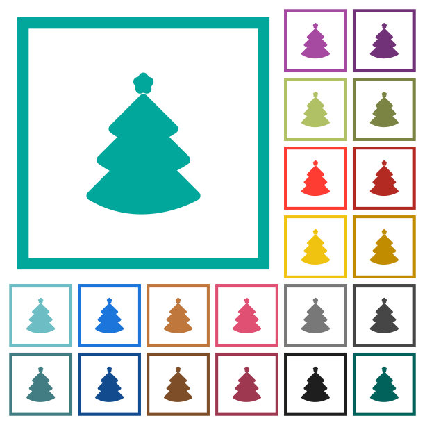 圣诞树平面颜色图标象限框架图片下载