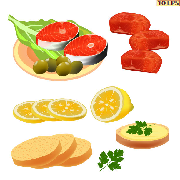 鱼。鲑鱼。牛排鲑鱼孤立在白色背景。写实风格的牛排鱼。海鲜产品设计。向量。图片下载