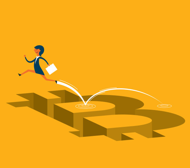 比特币概念——女商人跳跃素材图片