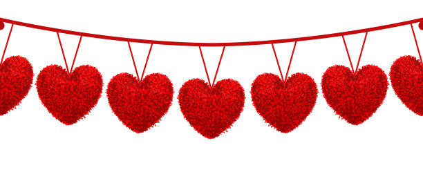 装饰元素中有心形的绒球图片下载