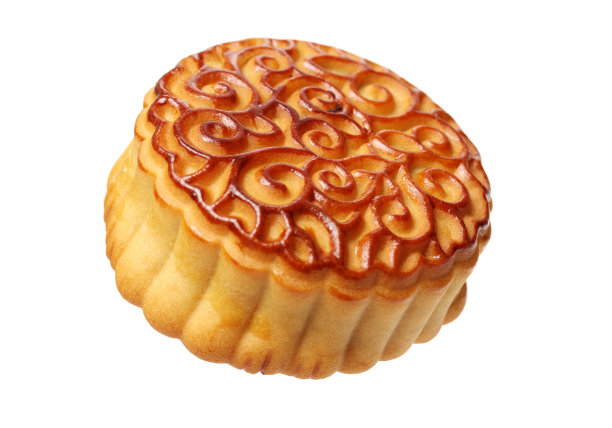 中秋月饼孤立在白色的背景上用剪影路径图片下载