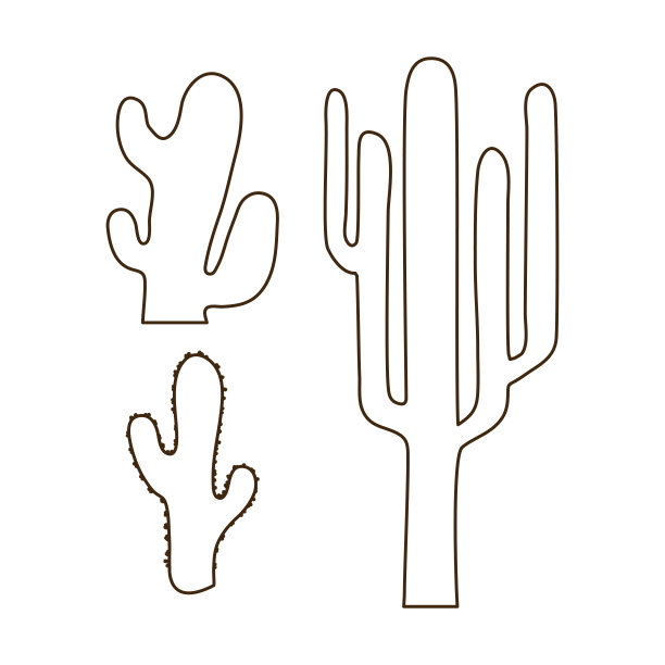 手绘轮廓仙人掌集图片下载
