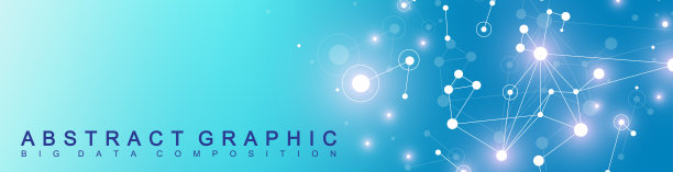 现代科技的横幅。几何抽象表示。通信的背景。线，丛和点。控制论的设计素材图片