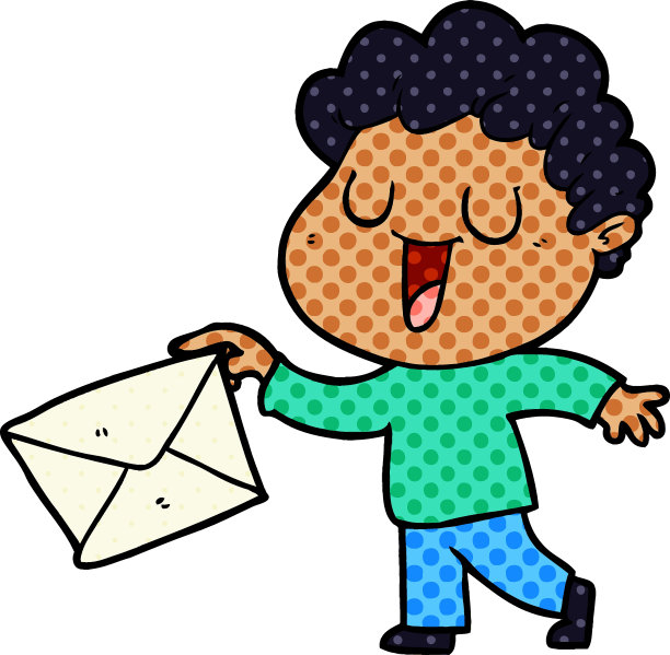 笑的卡通人与字母图片下载