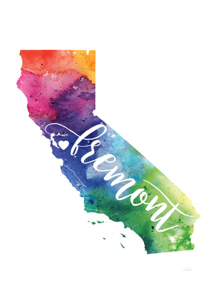 弗里蒙特，加利福尼亚，美国栅格水彩地图插图图片下载