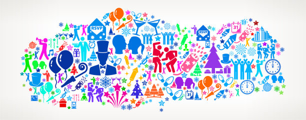 2018年土耳其新年庆祝矢量图标模式图片下载