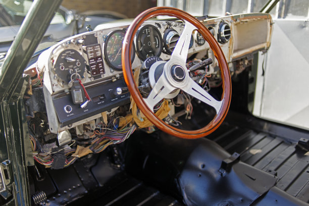 内部的观点，一个古董古典豪华汽车图片下载