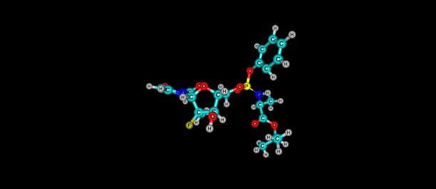 Sofosbuvir分子结构孤立在黑色上图片下载