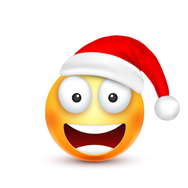 笑脸,表情符号。黄色的表情，带表情的脸和圣诞帽。新的一年,Santa.Winter。伤心,高兴,生气的脸。有趣的卡通character.Mood。向量图片下载