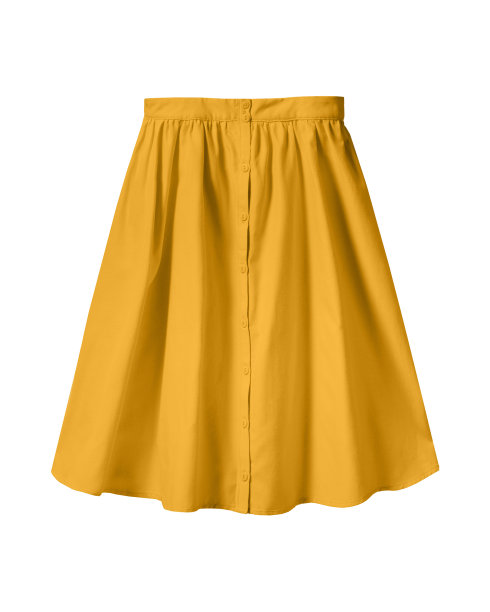 橙色的夏季裙子与纽扣孤立在白色图片下载