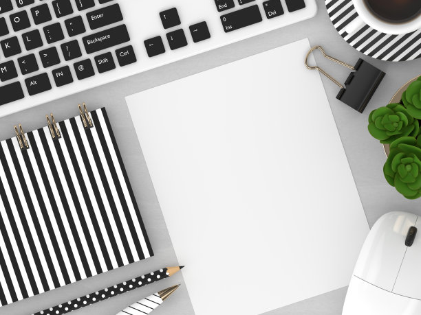 顶视图工作空间的3d渲染与办公工具图片下载