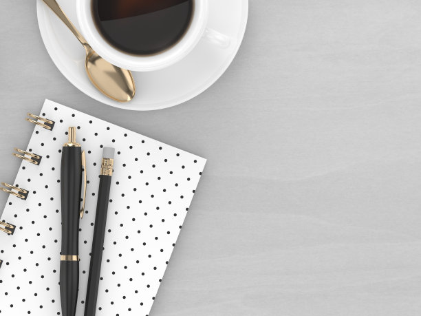 顶视图工作空间的3d渲染与办公工具图片下载