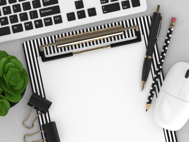 顶视图工作空间的3d渲染与办公工具图片下载