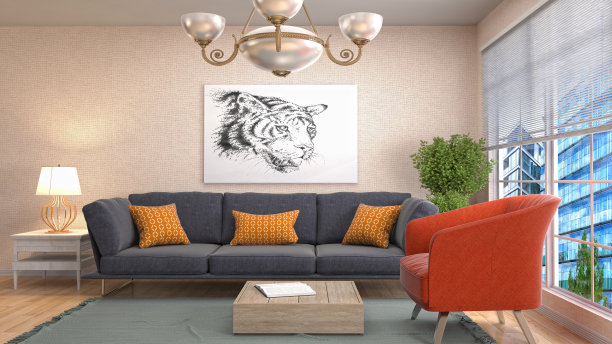 室内客厅。三维演示图片下载