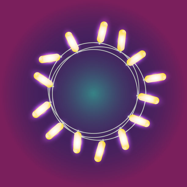 用发光的灯做成的环形花环。独立现实矢量设计元素的节日贺卡，圣诞节，新年，生日，婚礼横幅，海报，网页设计。模拟或模板。图片下载