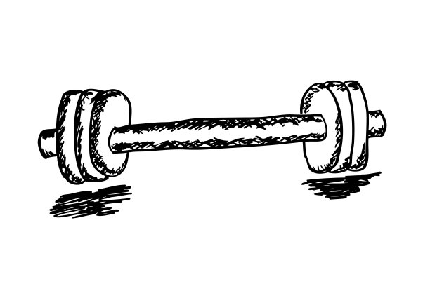 手画的哑铃草图，孤立在白色图片下载