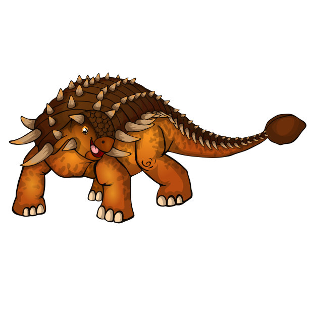 可爱的卡通甲龙。孤立的卡通恐龙插图。图片下载